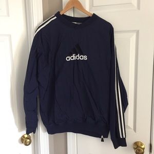 Navy blue vintage adidas crewneck windbreaker